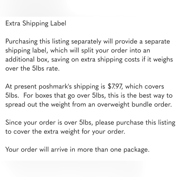 Additional Shipping Label For Orders Over 5lbs - Picture 3 of 3